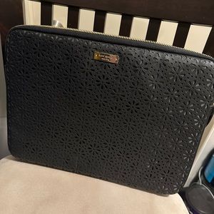 Kate Spade Laptop Sleeve Black with floral cutouts